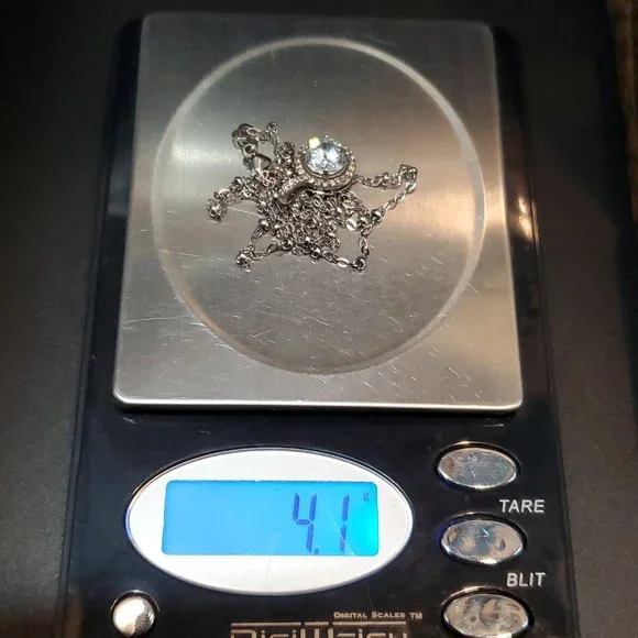 18 Inch 925 Sterling Silver Rustic Halo Gemstone CZ Pendant Necklace - Picture 8 of 8